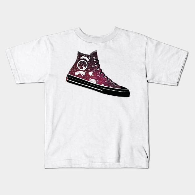 Space Converse Illustration red Kids T-Shirt by MickeyEdwards